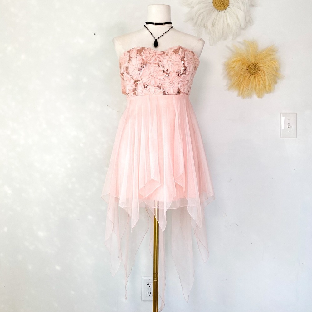 Vintage Deb Womens Y2K Fairy Mini Dress‎ Size 3 Small Whimsical Asymmetric Hoco